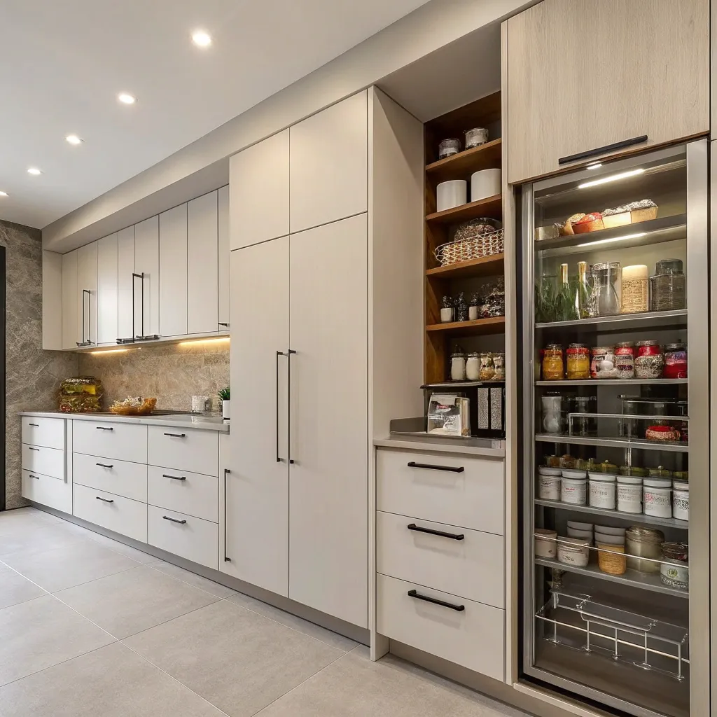 Contemporary kitchen cabinets with ample storage space
